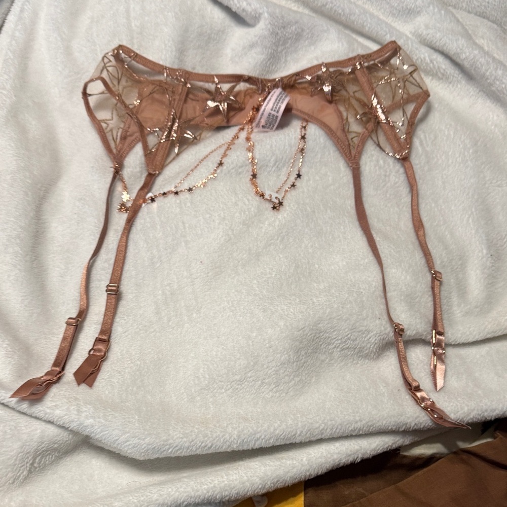 Victoria's Secret Rose Gold Star Embellished Garter Belt